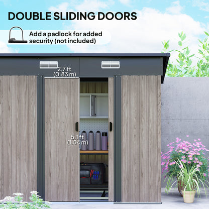 Outsunny Outdoor Garden Storage Shed - Grey Wood Grain