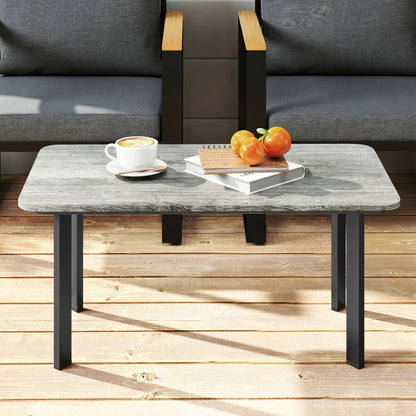 Garden Coffee Table | Slatted Plastic Wood Composite Top | Metal Frame | Adjustable Feet | 50kg | Grey