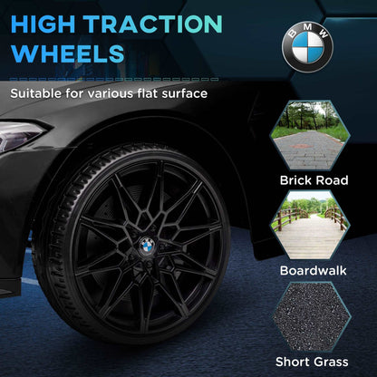 12V BMW M4 Licensed Kids Car with Easy Transport, Remote Control, Suspension, Music, Horn, LED Lights