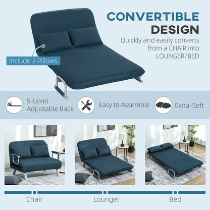Two-Seater Click-Clack Sofa Bed - Navy Blue