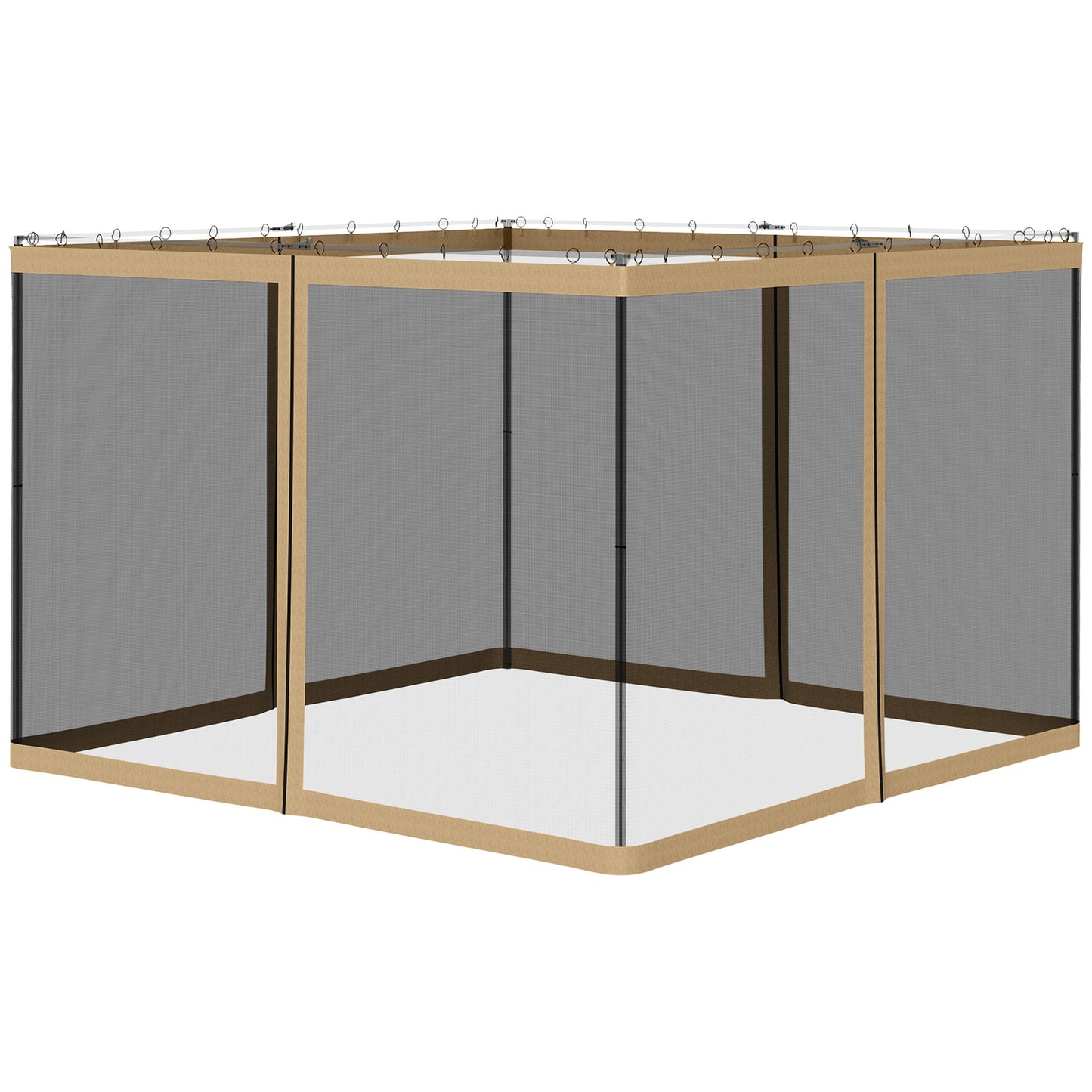 Universal Replacement Gazebo Mesh Netting Sidewall | 4 Panels | Zip Closed | Outdoor Polyester & Nylon Mesh | Clip Rings & Hooks Included | Fits Most 10x10ft Gazebos | 302x207cm | Beige
