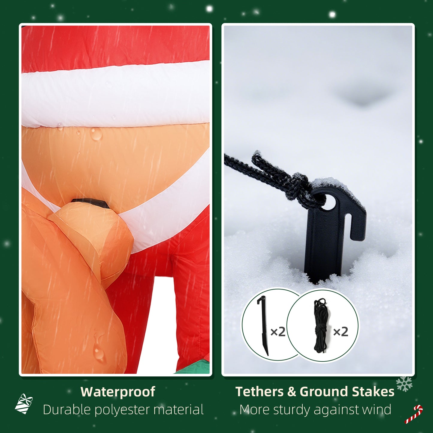 Outsunny 7FT Hanging Christmas Inflatable Santa with Dog, Christmas Blow Up Decoration with Built-in LED Lights for Garden, Indoor Outdoor Home Decor