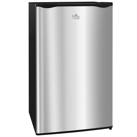 91 Litre Freestanding Under Counter Fridge Freezer, Small Fridge with Chiller Box, Adjustable Thermostat, 47.5cm Wide, Silver Tone