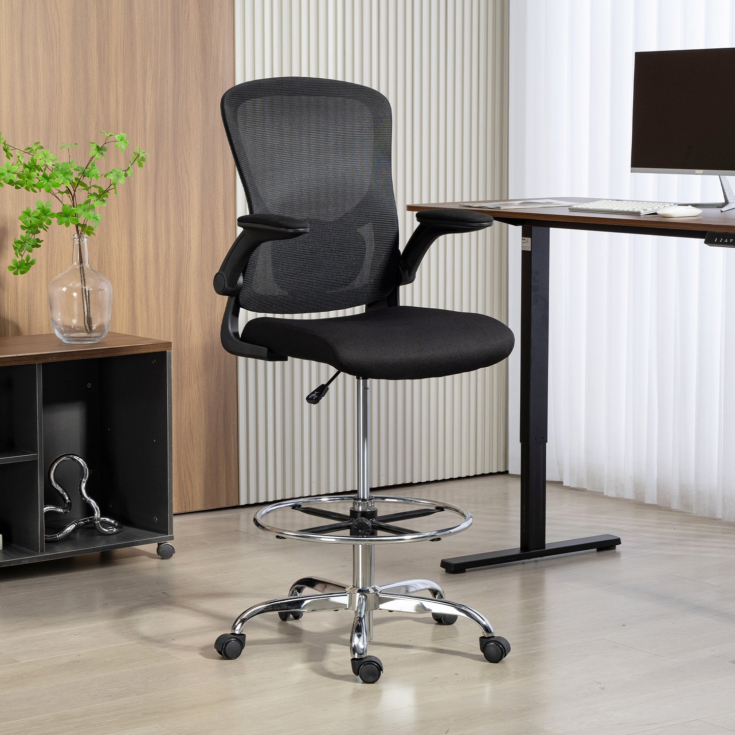 Draughtsman Chair, with Adjustable Lumbar - Black / Charcoal Grey