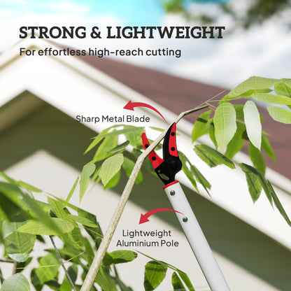 Outsunny 120 cm Tree Pruner, Tree Lopper Long Handled, Lightweight & Strong, Long Reach Tree Trimmer with Aluminium Pole for Fruit Picking and Pruning
