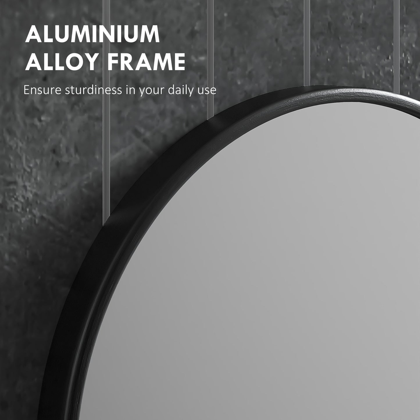 Round Bathroom Mirror, Modern Wall-mounted Vanity Mirror with Aluminium Frame and Easy Install Hook for Living Room, Entryway, 70 x 70cm, Black