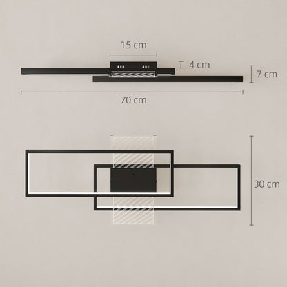 LED Ceiling Light, Modern Dimmable Ceiling Light with Wall Switch & Remote Control, Flush Mount Ceiling Lamp with 3000-6000K Colour Temperatures for Living Room, Bedroom, Black