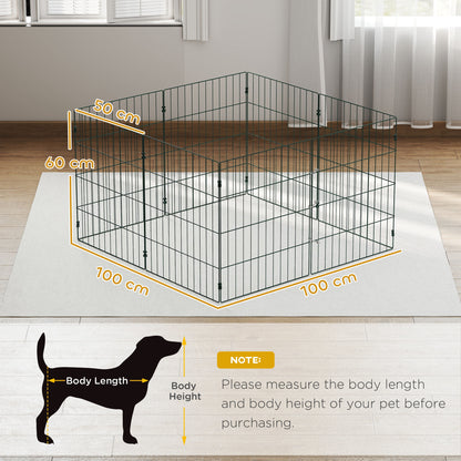 8-Panel Dog Playpen & Puppy Pen | Soft PE Coating | Configurable Shapes | 4 Outdoor Stakes | Foldable | Suits Dogs Under 15kg | 60cm Height | Green