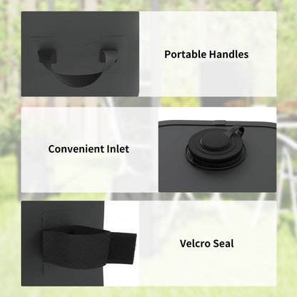 Set of 4 Heavy Duty Gazebo Weight Bags | 500D PVC | 25L Water / 31kg Sand Capacity | Wide Mouth | Adjustable Straps | Fits 25-70mm Legs | Foldable | Carry Handles | Black