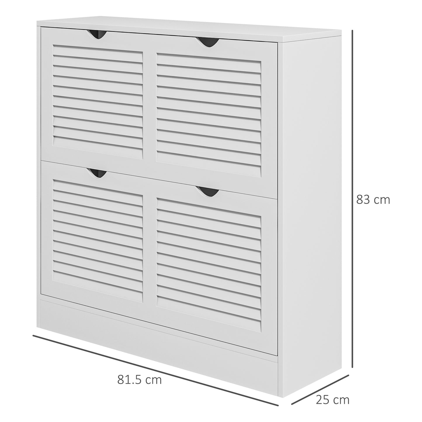 2 Drawers Entryway Shoe Cabinet, Narrow Storage Cabinet W/ 2 Flip Drawers, Louvred Door Design & Adjustable Shelves for 16 Pairs - White