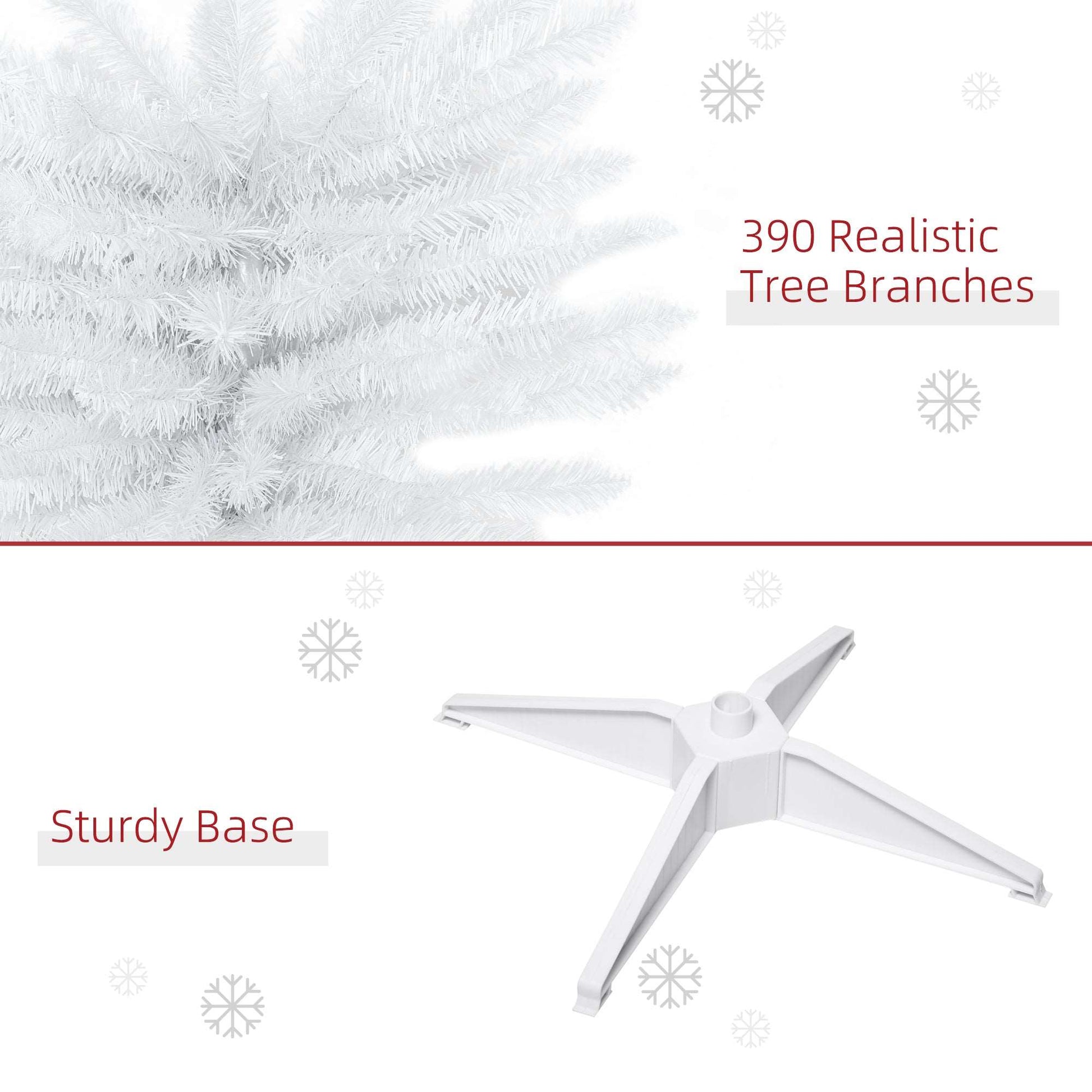 1.8m 6ft Artificial Pine Pencil Slim Tall Christmas Tree With 390 Branch Tips Holiday Décor with Stand White