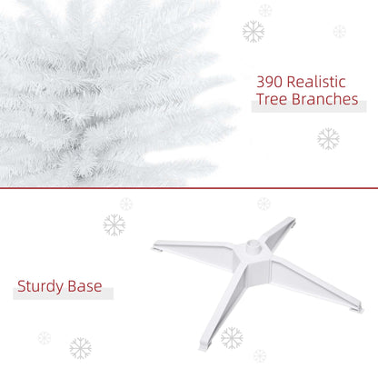 1.8m 6ft Artificial Pine Pencil Slim Tall Christmas Tree With 390 Branch Tips Holiday Décor with Stand White