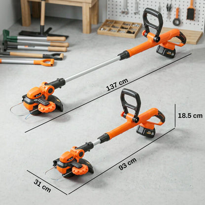Cordless Strimmer with 2 x 4.0Ah Lithium Batteries & Charger, 2-in-1 Lightweight Cordless Grass Trimmer and Lawn Edger