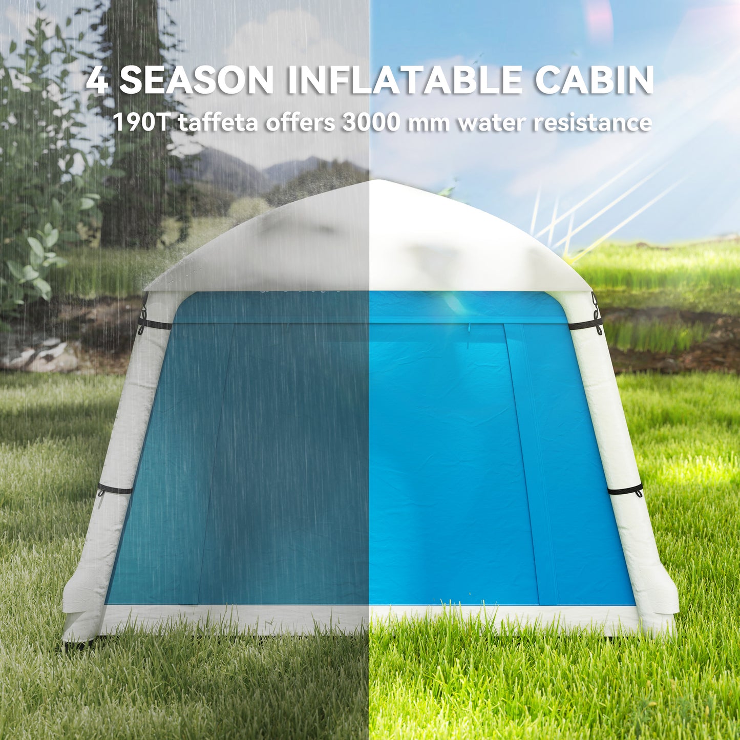 Inflatable Camping Tent w/ Hand Pump, Easy Setup 1/2 Person Blow Up Tent Waterproof 190T Taffeta w/ Mesh Windows, Doors and Carry Bag