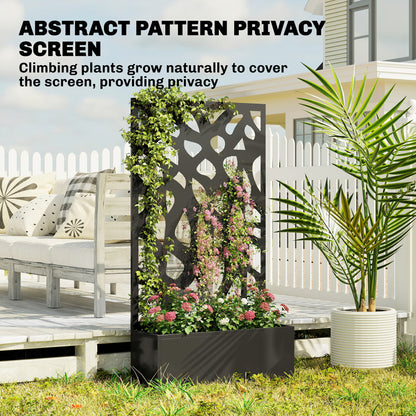 Metal Raised Garden Bed with Trellis & Privacy Screen | Powder-Coated Steel | 20L Soil | 30kg Capacity | 61x89cm Trellis | 61x23x113cm | Balcony & Patio | Climbing Plants | Black
