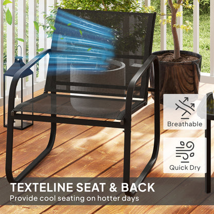 Outsunny Three-Piece Garden Seating Chairs & Table Set - Black