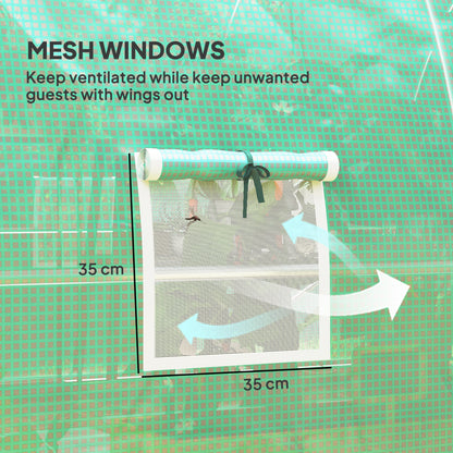 Outsunny 4 x 3(m) Polytunnel Greenhouse, with Windows and Doors - Green