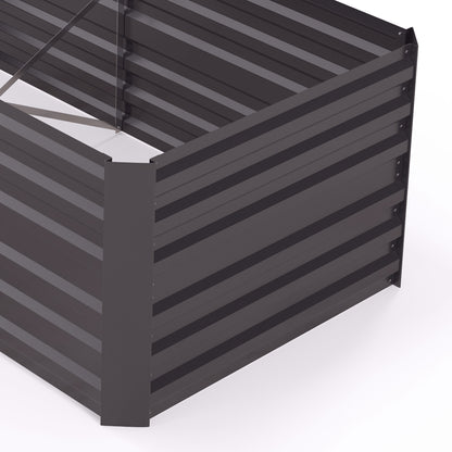 Set of 2 Raised Beds for Garden, Galvanised Steel Outdoor Planters Multi-reinforced Rods for Vegetables, Plants, Flowers and Herbs, 180 x 90 x 59 cm