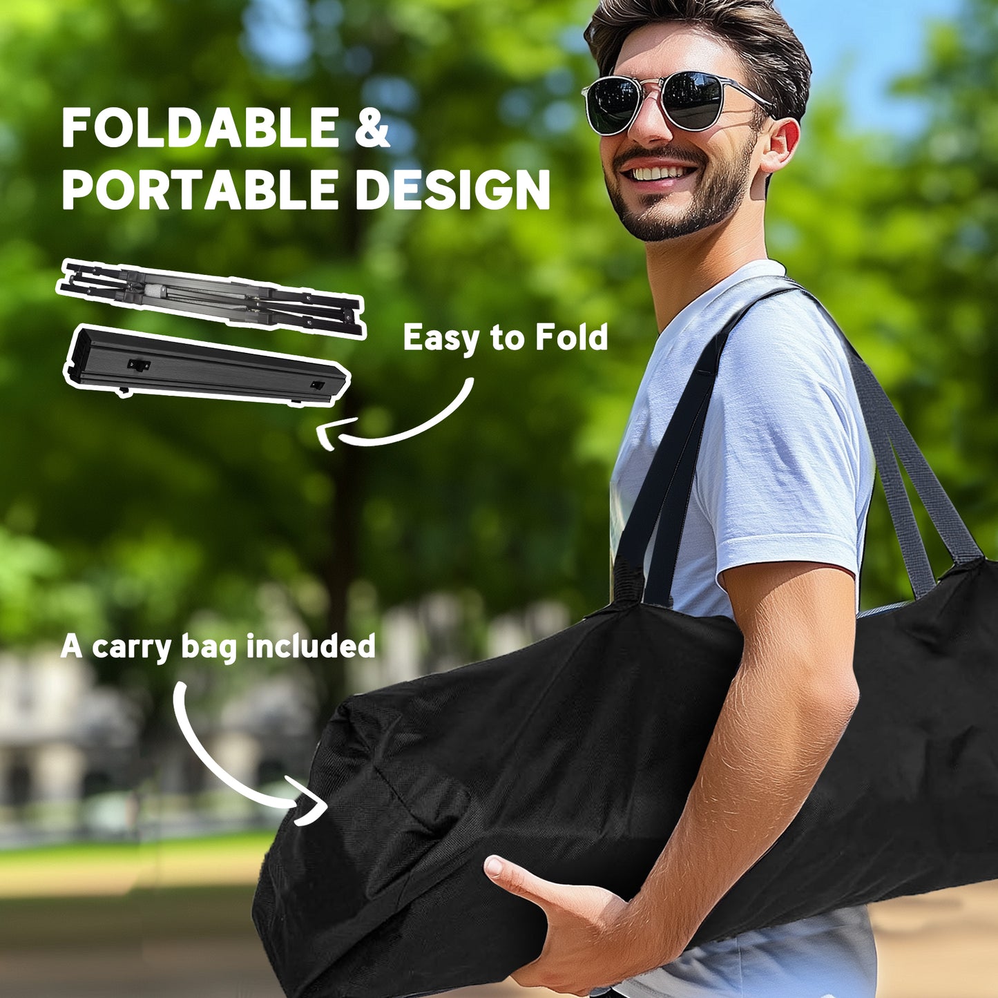 Folding Camping Table, 90 x 55 cm Height Adjustable Portable Collapsible Table, 3ft Lightweight Aluminium Rollup Picnic Table with Storage Basket