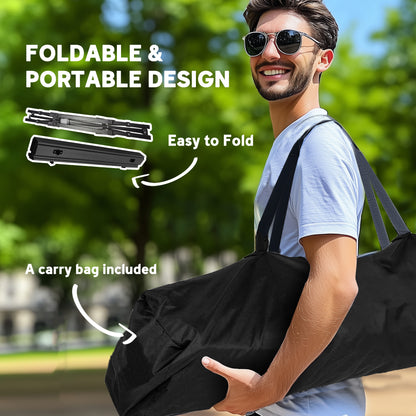 Folding Camping Table, 90 x 55 cm Height Adjustable Portable Collapsible Table, 3ft Lightweight Aluminium Rollup Picnic Table with Storage Basket