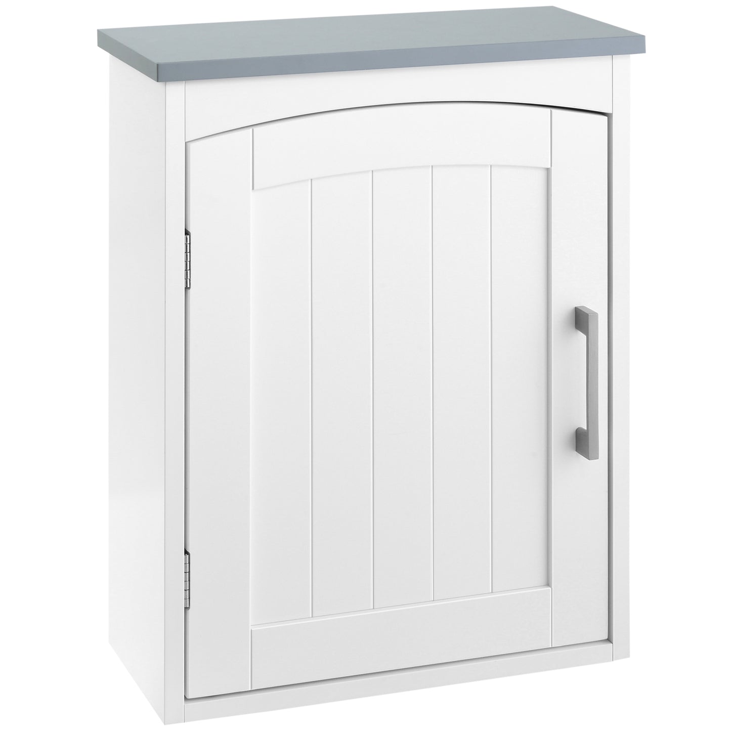 Kleankin Bathroom Cabinet Wall Mounted, Modern Bathroom Wall Cabinet with Arched Door and Adjustable Shelf, Bathroom Storage Cabinet, Light Grey and White