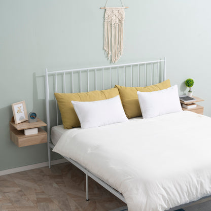 Floating Bedside Cabinet with Drawer and Open Shelf, Wall Mounted Nightstands, Bedside Table with Storage, Oak Tone