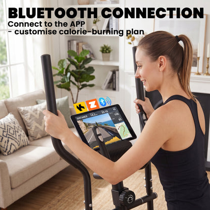 Magnetic Elliptical Cross Trainer | Bluetooth App | 8-Level Resistance | LCD & Heart Rate | 120kg | Grey