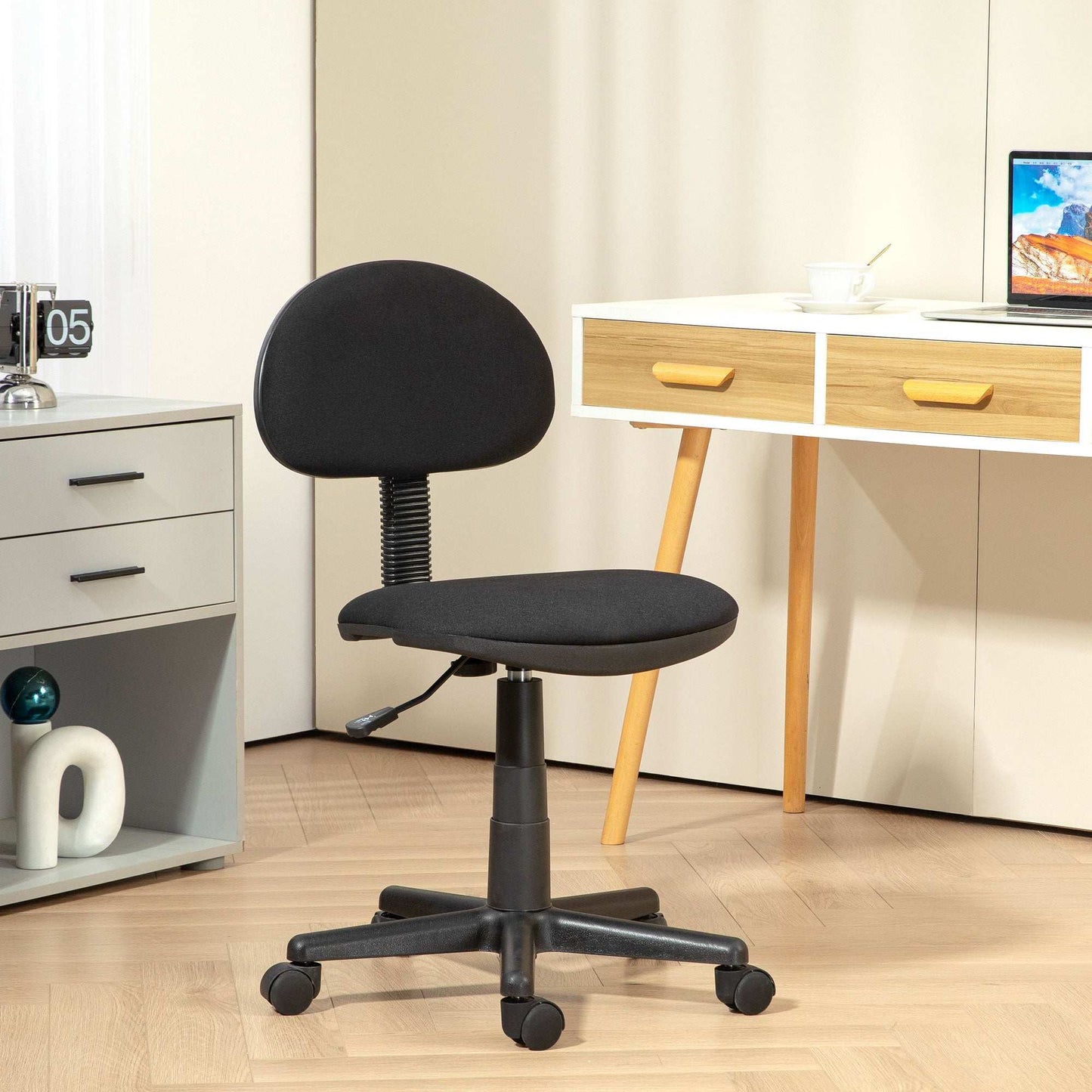 Small Simple Armless Office Chair - Black