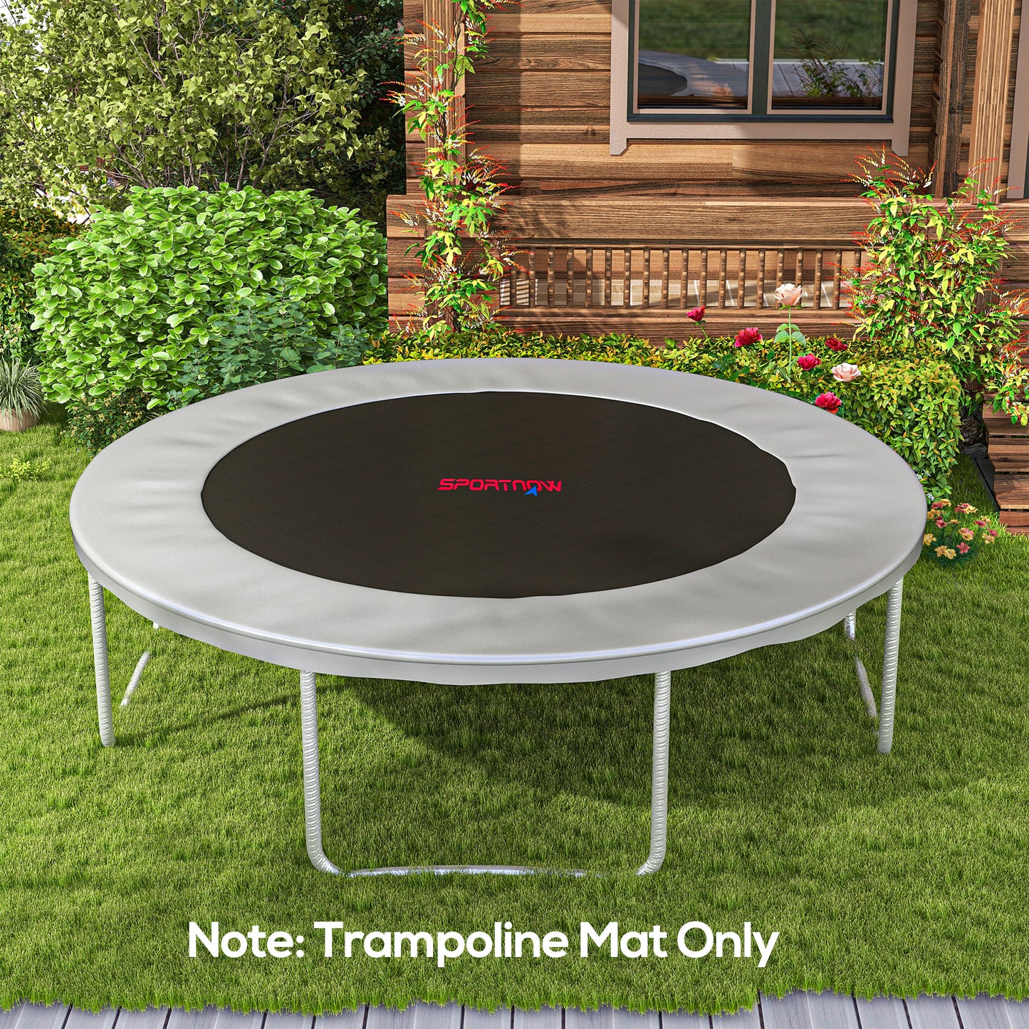 SPORTNOW Replacement Trampoline Mat with Spring Pull Tool, 72 V-Hooks, for 12ft Trampoline using 14cm Springs, Orange / Green