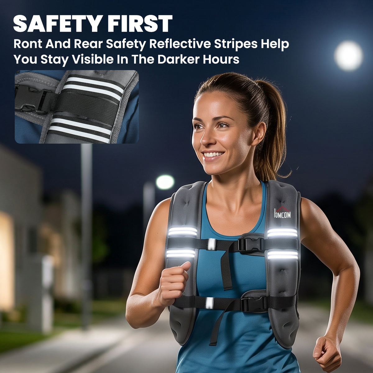 5 kg Weighted Vest | Adjustable Oxford Fabric Running & Walking Training Vest with Mesh Pocket & Reflective Strips | Grey