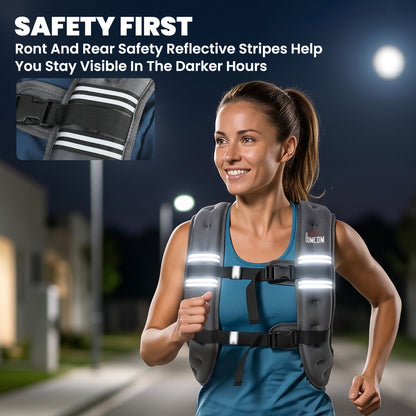 5 kg Weighted Vest | Adjustable Oxford Fabric Running & Walking Training Vest with Mesh Pocket & Reflective Strips | Grey