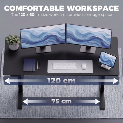 Electric Sit-Stand Desk | Black or White | 120x60cm | Height 72–118cm | LED Panel | 3 Memory Presets | Anti-Collision | Child Lock | 2 Cable Holes | 70kg | 20,000-Cycle Motor