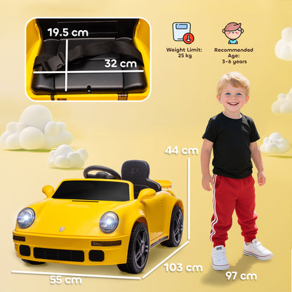 AIYAPLAY Licensed RUF CTR 2017 Electric Car for Kids, with Remote Control, Soft Start, MP3 Player, LED Lights, Yellow / Pink