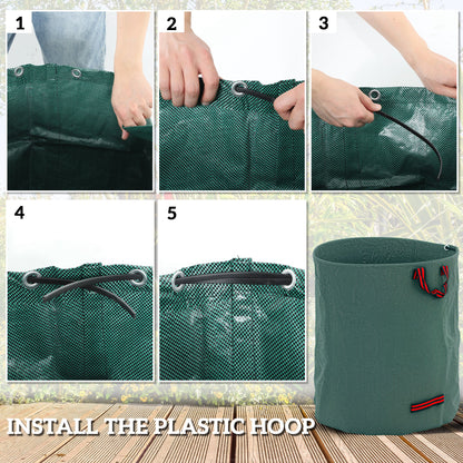 Garden Waste Bags, 272L x 3 Heavy Duty Garden Bags, Foldable and Reusable Garden Sacks with Handles for Collecting Garden Waste