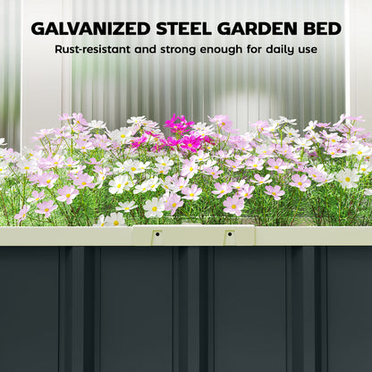Galvanised Steel Raised Garden Bed | Folded Safety Edges | Snap-On Tool-Free Assembly | Powder-Coated Rust-Resistant | Open Bottom | 165x52x31cm | Herbs Flowers & Veg | Dark Grey