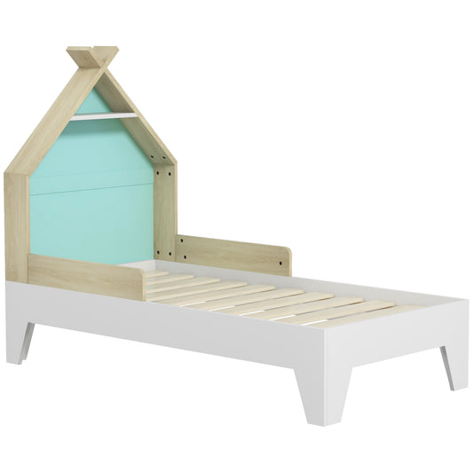 AIYAPLAY Toddler Bed Frame Treehouse Style Single Bed Frame with Safety Guardrails, 144L x 74W x 110Hcm