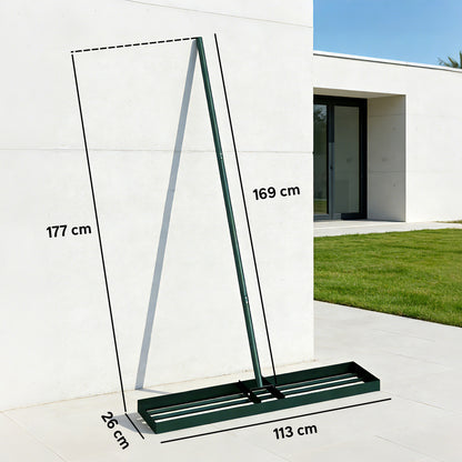 113cm Lawn Levelling Rake / Lawn Lute | 3-Section Handle 169cm | Rust-Resistant Metal | Green