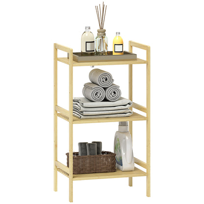 Three-Tier Bamboo Adjustable Shelf Storage Unit