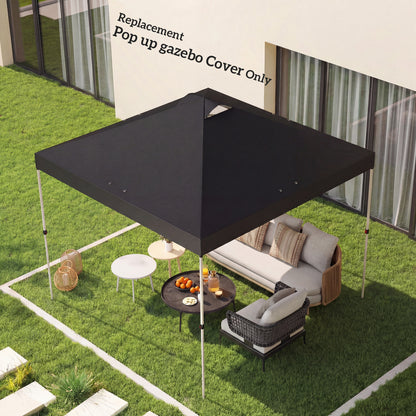3x3m Gazebo Roof Replacement Canopy | UV50+ Waterproof | 210D Silver-Coated Oxford Fabric | Double Vented | 8 Drainage Holes | Hook & Loop | Fits 3x3m Straight-Leg Frames | Black