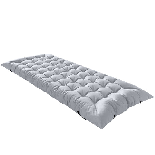 Foldable Camping Sleeping Mat | 8cm PU Foam | 200x80cm | Splash Proof Quilted | Elastic Straps | Flame Retardant | 200kg | Light Grey