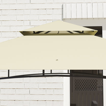 8' x 5' Grill Gazebo Canopy, Double Tiered Outdoor BBQ Gazebo Shelter with 2 Side Shelves, Storage Baskets, Hook for Garden