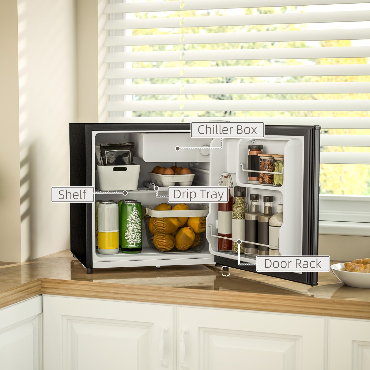 46 Litre Lockable Countertop Fridge - Black