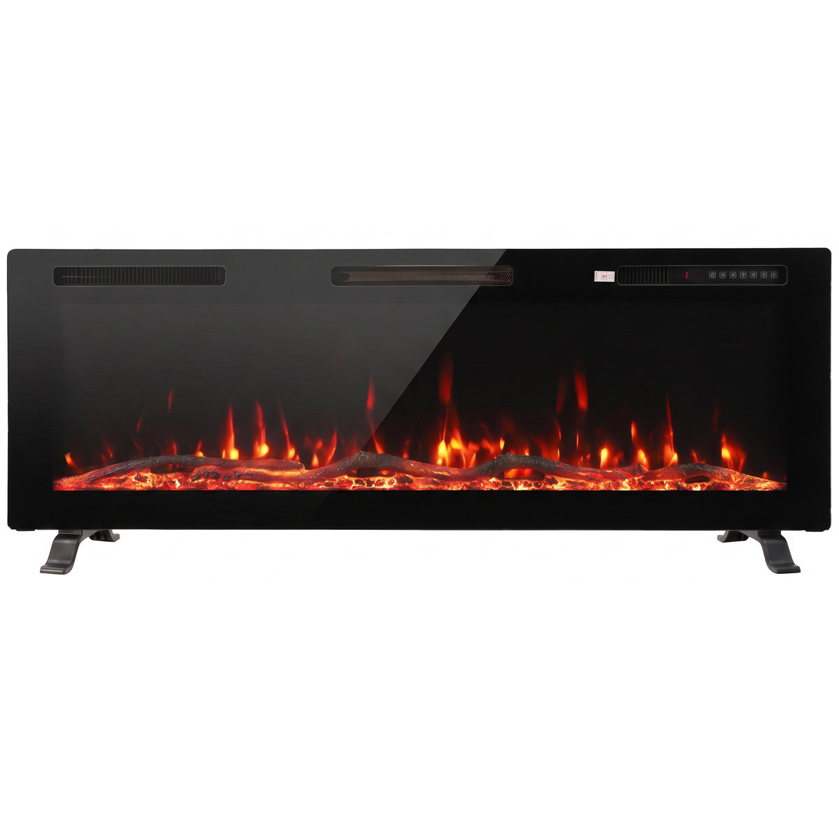 127cm Slim Electric Fireplace | Wall Mounted, Recessed or Freestanding | 900/1800W, 12 Flame Colours, Remote, ECO & 7-Day Timer | Black