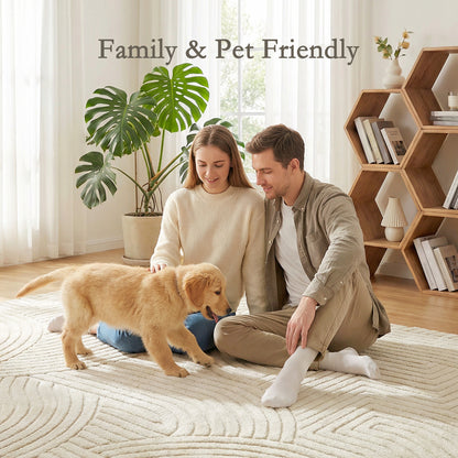 Geometric Rug | 200x140cm | 15mm Pile | Jacquard Weave | Non-Slip Backing | Reinforced Edges | Cream