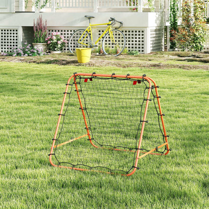 Double Sided Football Rebounder Net, Football Rebound Goal with Five Adjustable Angles, Orange