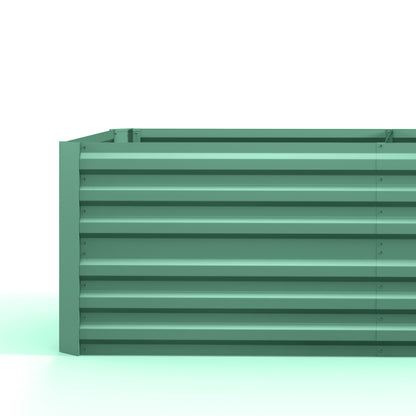 Deep Galvanised Steel Raised Garden Bed | Multi-Reinforced Rods | Protective Coating | Open Bottom | Indoor & Outdoor | 180x90x59cm | Plants Veg Herbs & Flowers | Light Green