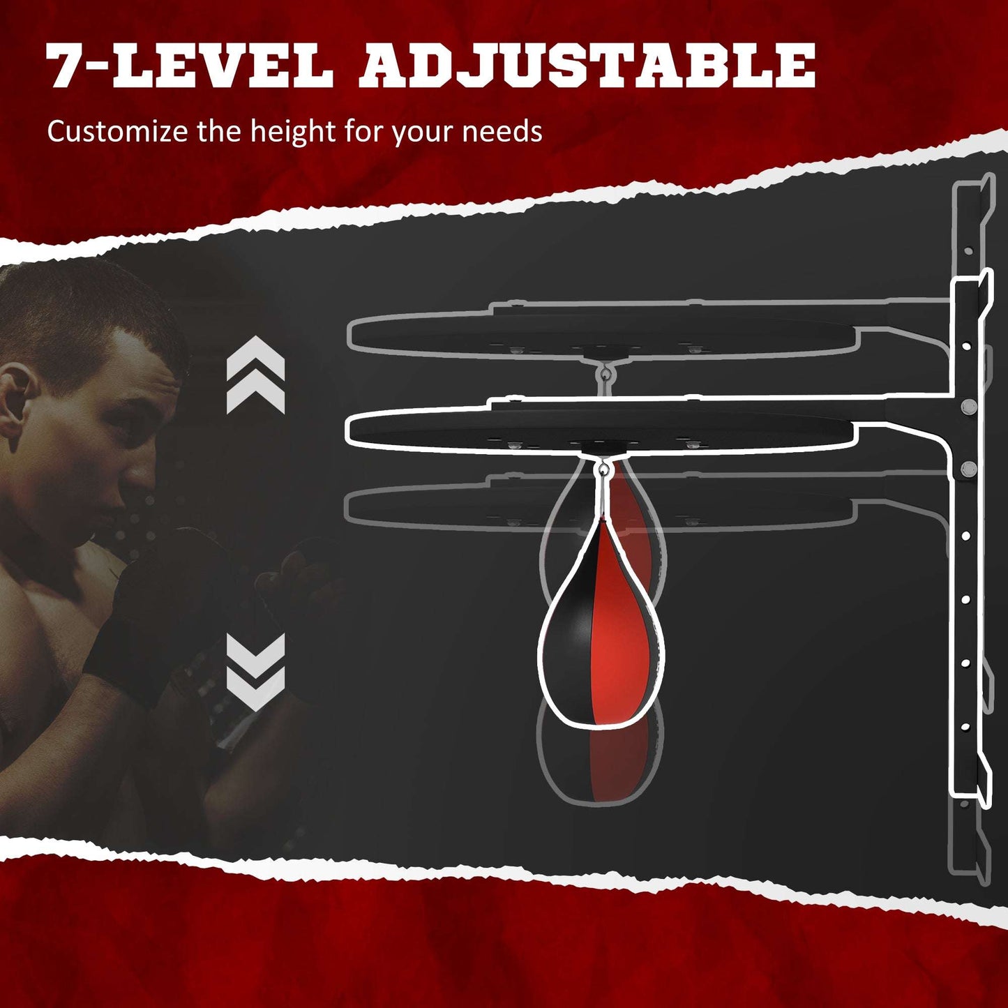 SPORTNOW Wall Mounted Speed Bag Platform, Height Adjustable Punching Bag Training Kit