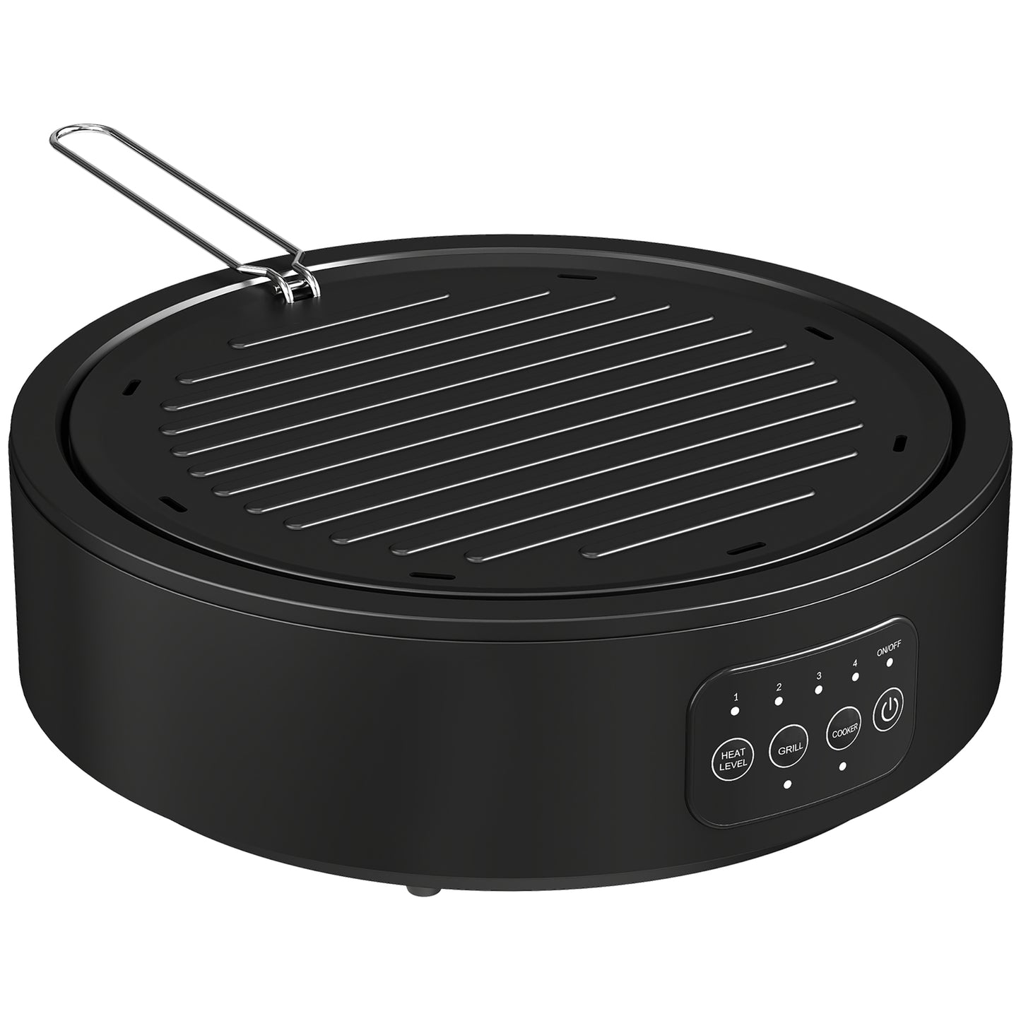 Electric Ceramic Hob with Grill Plate, Multifunctional 36cm Plug in Electric Hob with 4 Heat Levels for All Type Pot