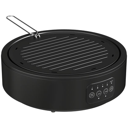 Electric Ceramic Hob with Grill Plate, Multifunctional 36cm Plug in Electric Hob with 4 Heat Levels for All Type Pot