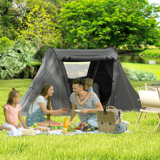 3 Man Camping Tent with Living Area and 2 Bedrooms, 3000mm Waterproof Family Tent with Sewn-in Groundsheet for Hiking, Festival, Backpacking